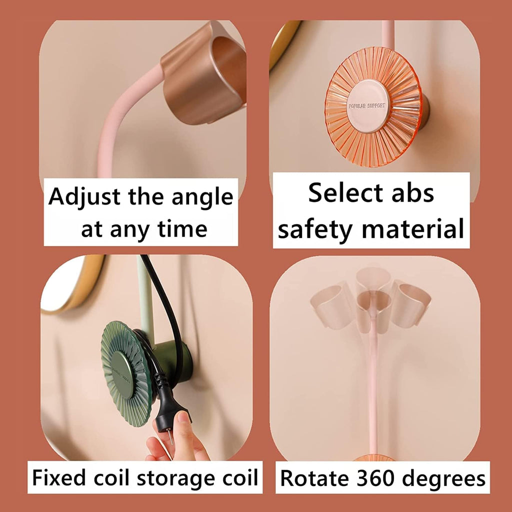 Rotating Adjustable Hands Free ABS Wall Mount Hair Dryer Holder