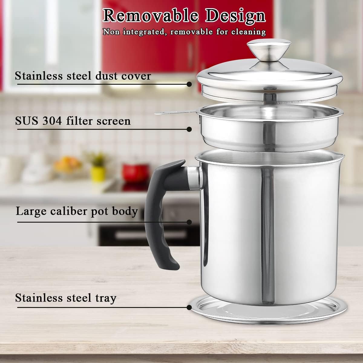 Bacon Grease Container With Strainer | Delivery: 2 to 3 business days | Limited stocks available | Hurry before Sold Out