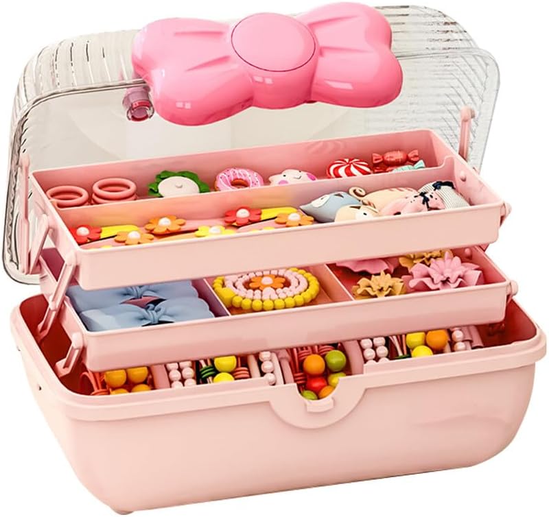 3-Layer Multipurpose Storage Box Cute Girls Hair Accessories Tackle Box (Box Only)