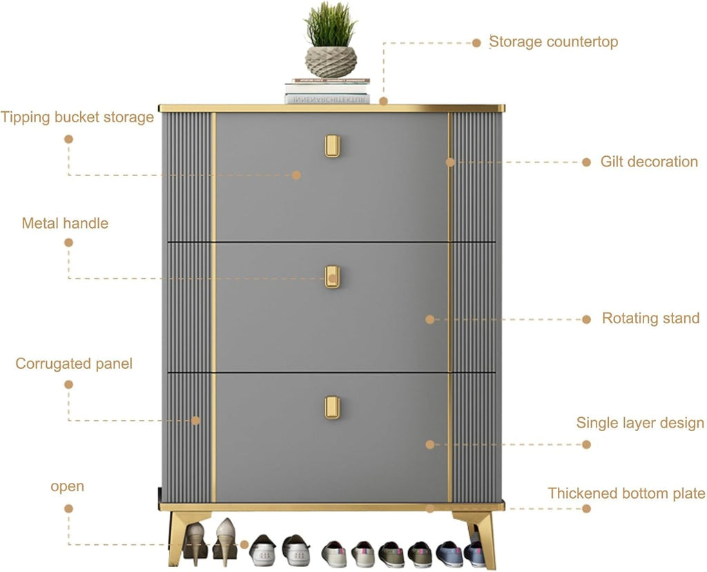 Tipping Shoe Cabinet, Shoe Rack Storage Cabinet For Entryway