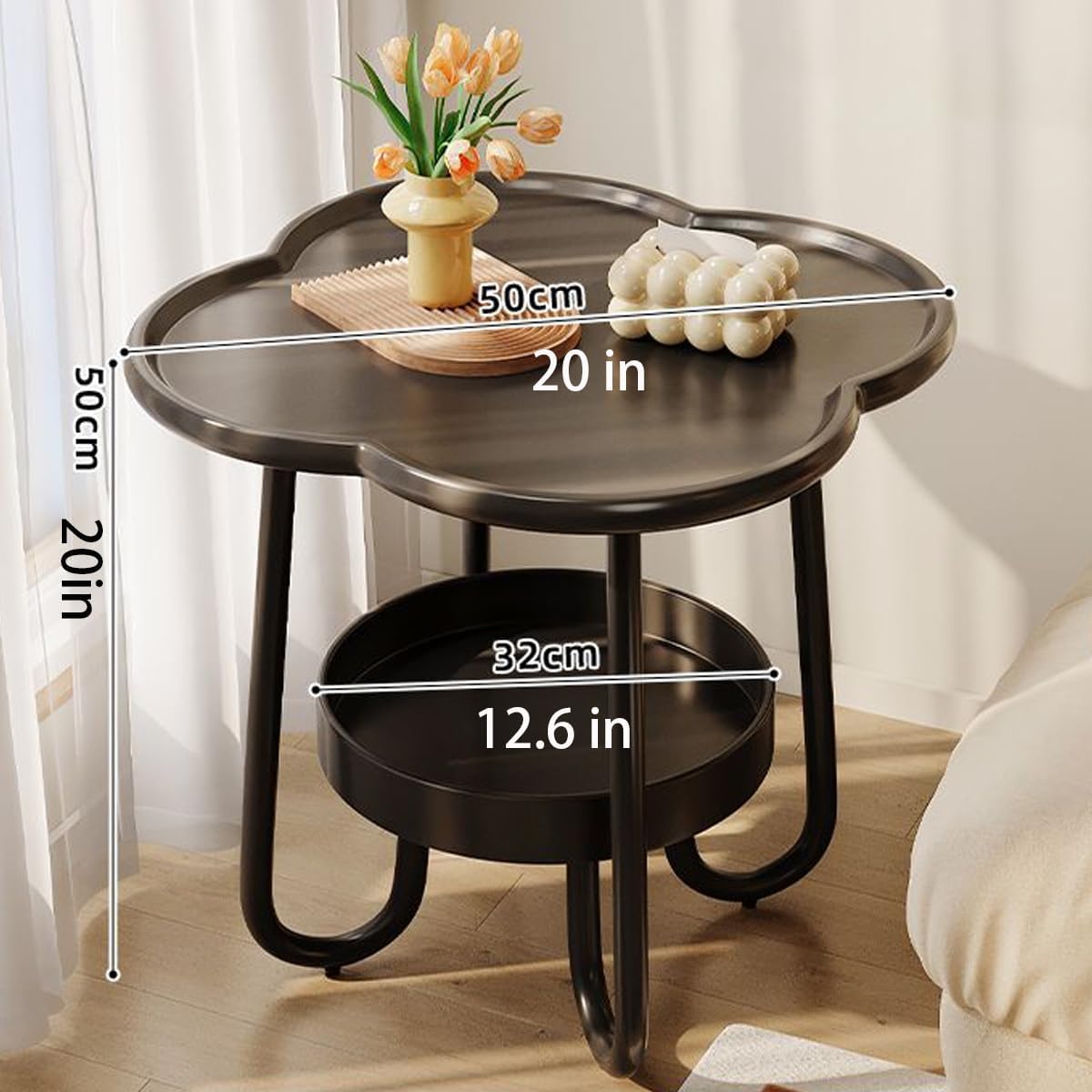 2 Tier Coffee Table in Living Room Small End Table Round