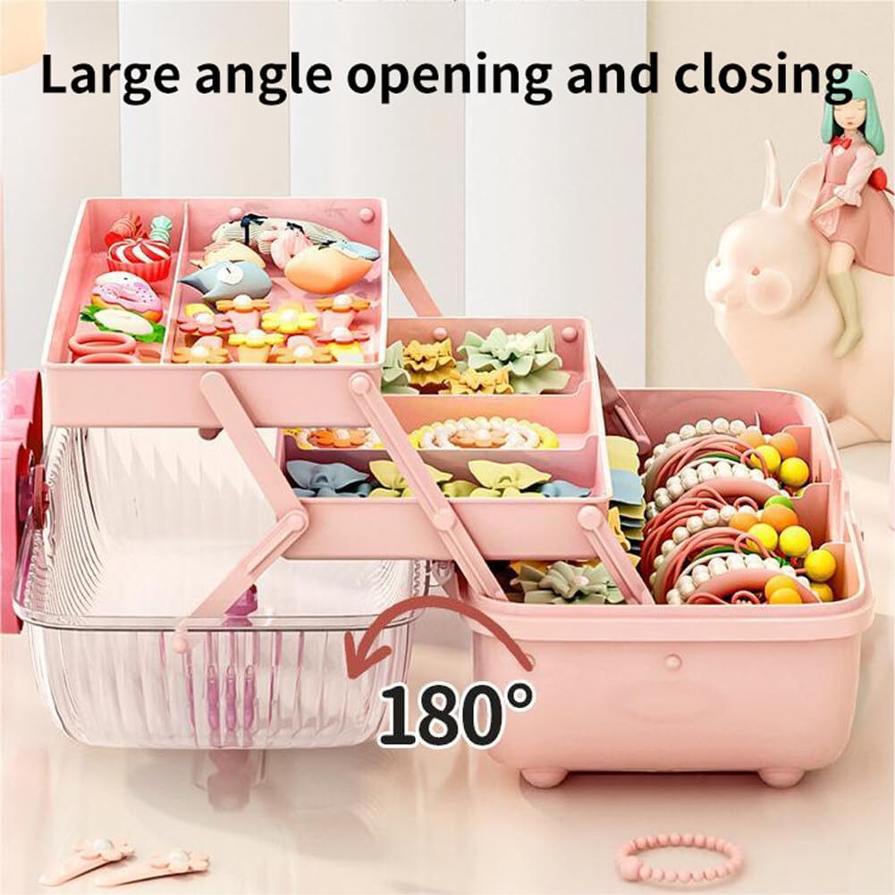 3-Layer Multipurpose Storage Box Cute Girls Hair Accessories Tackle Box (Box Only)