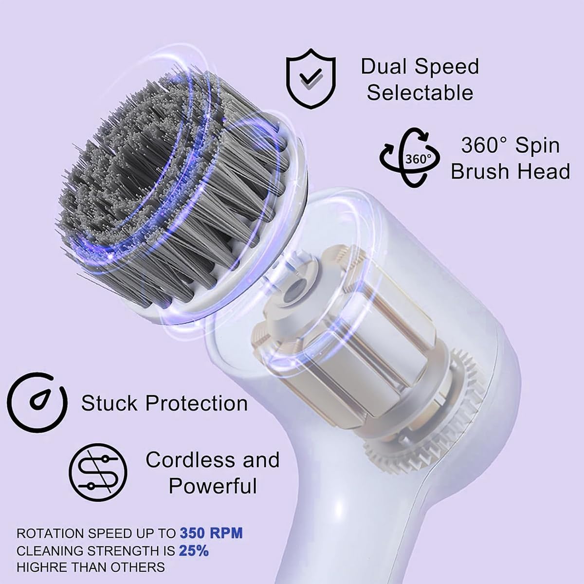 Multifunctional Electric Brush for Cleaning with LED Indicator and 5 Brush Heads