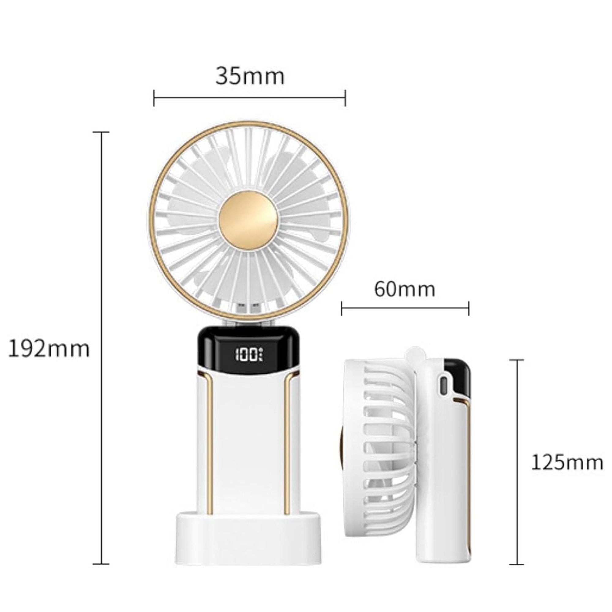 Portable Fan Handheld Fan, 6000mAh 180° Foldable Multi-function Fan, 5 Speeds