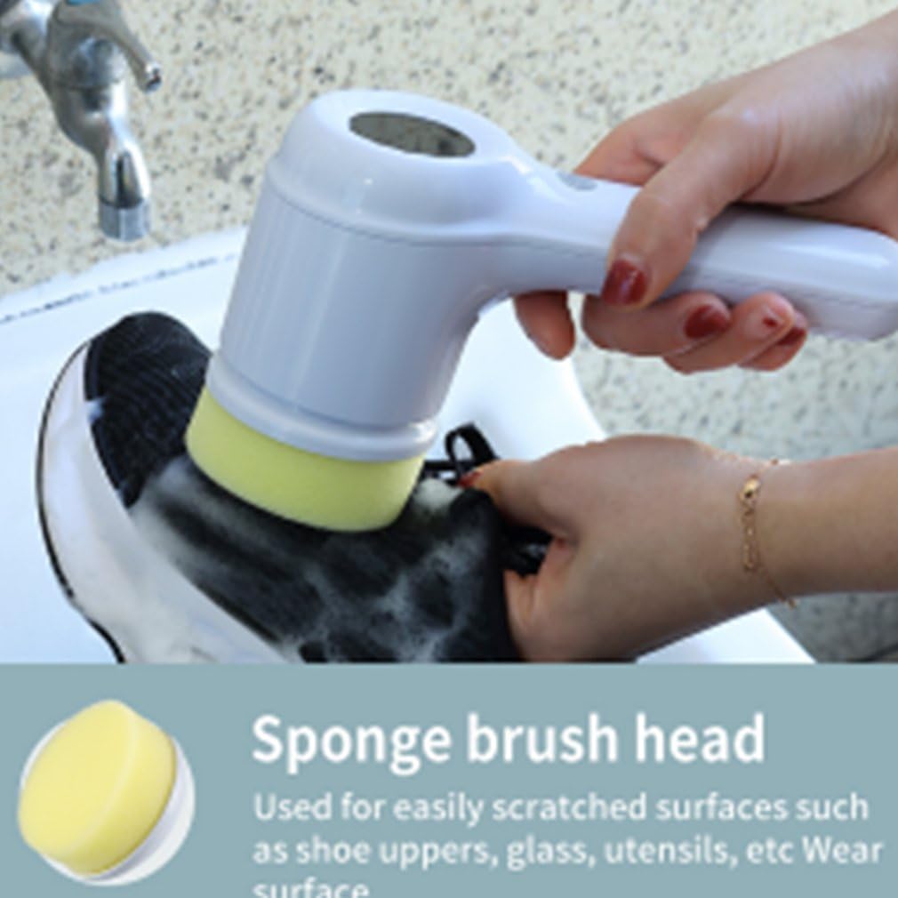 Multifunctional Electric Brush for Cleaning with LED Indicator and 5 Brush Heads