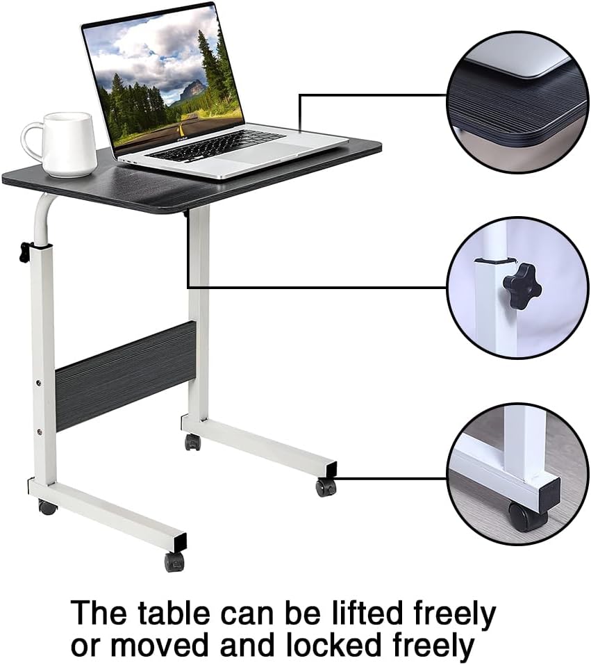 Laptop Table Desk, Stand Mobile Lap Table with Wheels