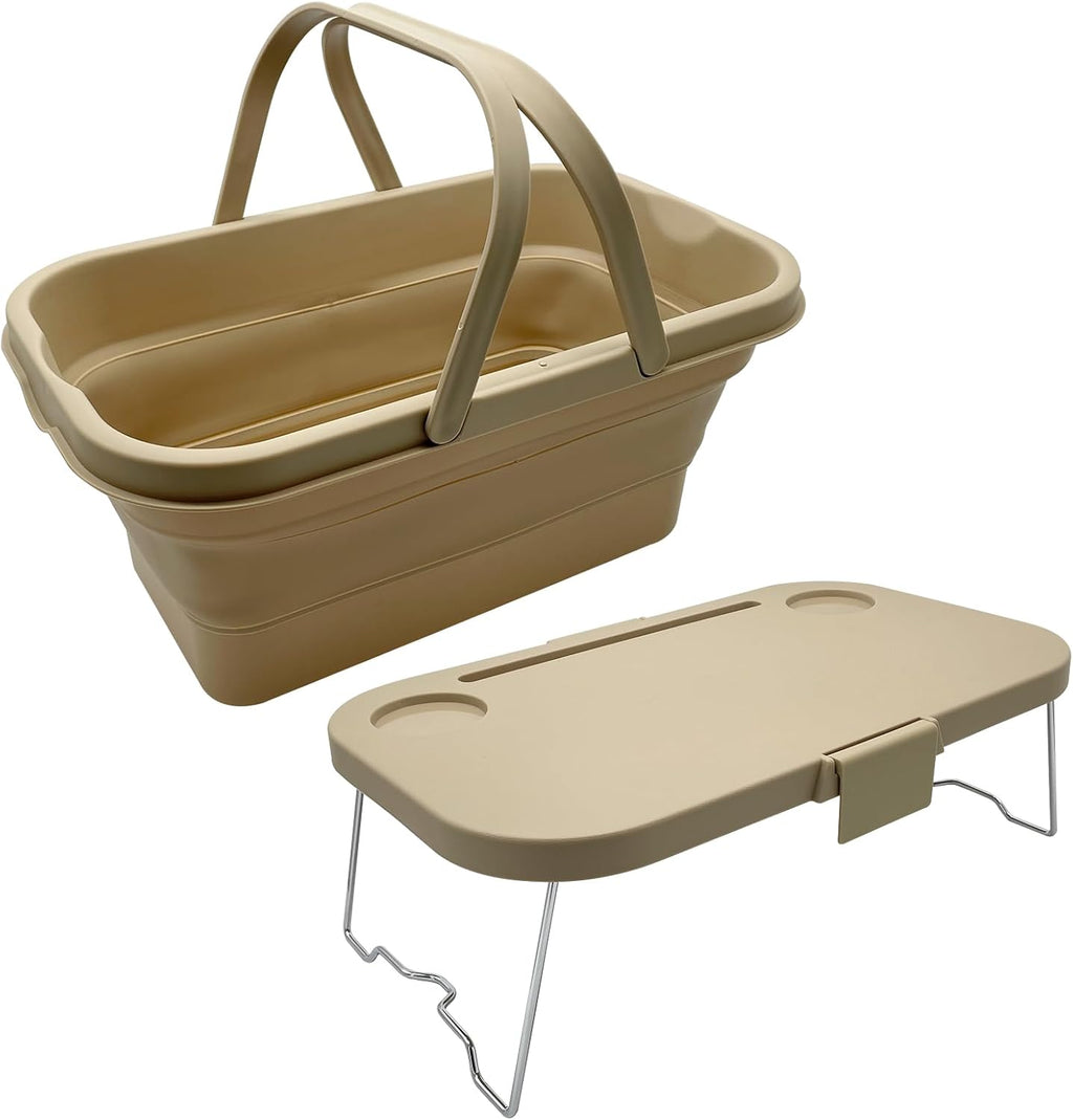 Foldable Picnic Basket | Large Capacity Camping Folding Basket with Table