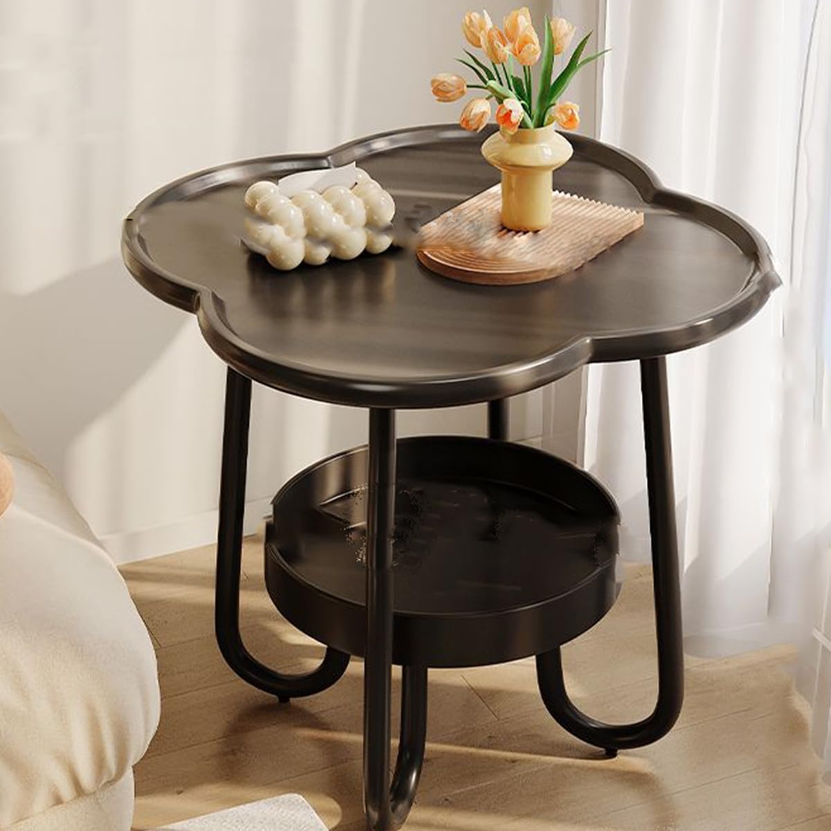 2 Tier Coffee Table in Living Room Small End Table Round