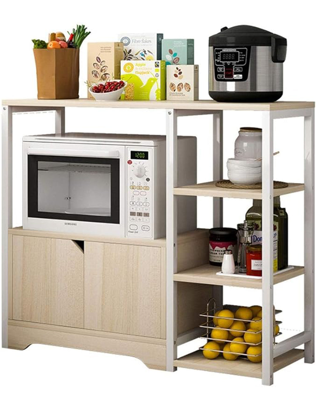 Kitchen Baker Kitchen Rack Vintage Utility Storage Shelf Microwave Stand with Cabinet