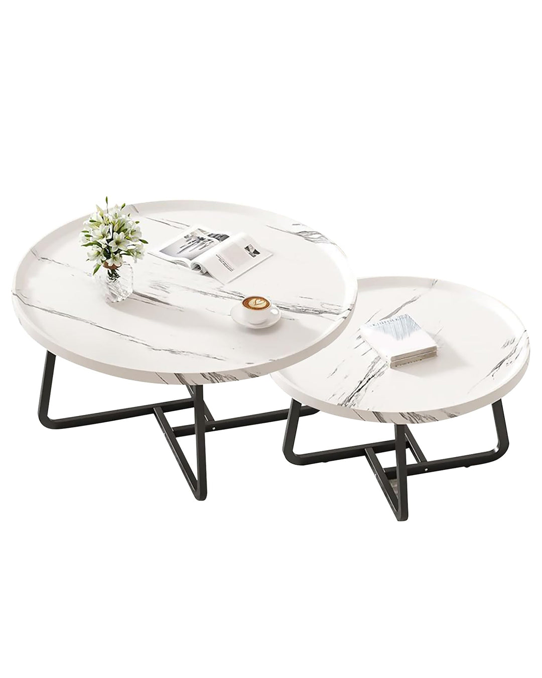 Coffee Table Set of 2, Wood Round End Table Side Tables | Limited stocks available