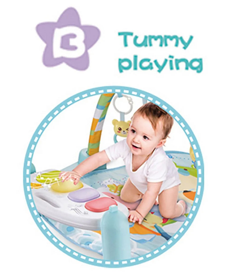 Baby Piano Play Gym with Mat, Musical & Light-Up Keys