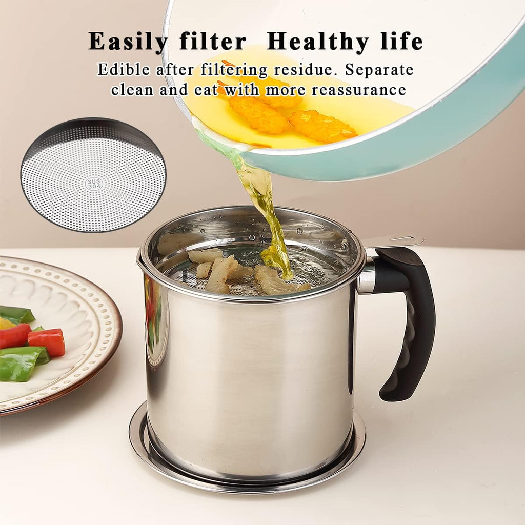 Bacon Grease Container With Strainer | Delivery: 2 to 3 business days | Limited stocks available | Hurry before Sold Out