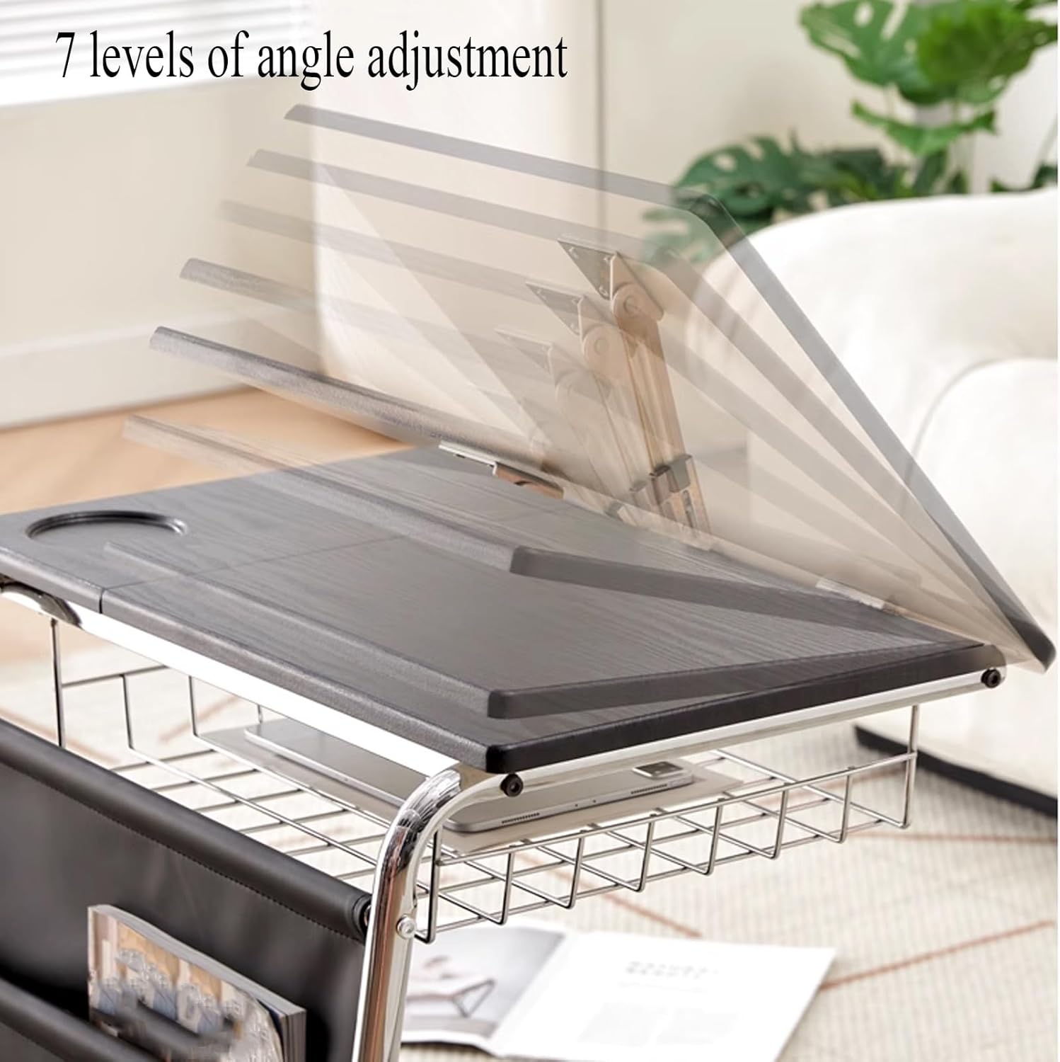 Living Room Side Table with Wheels