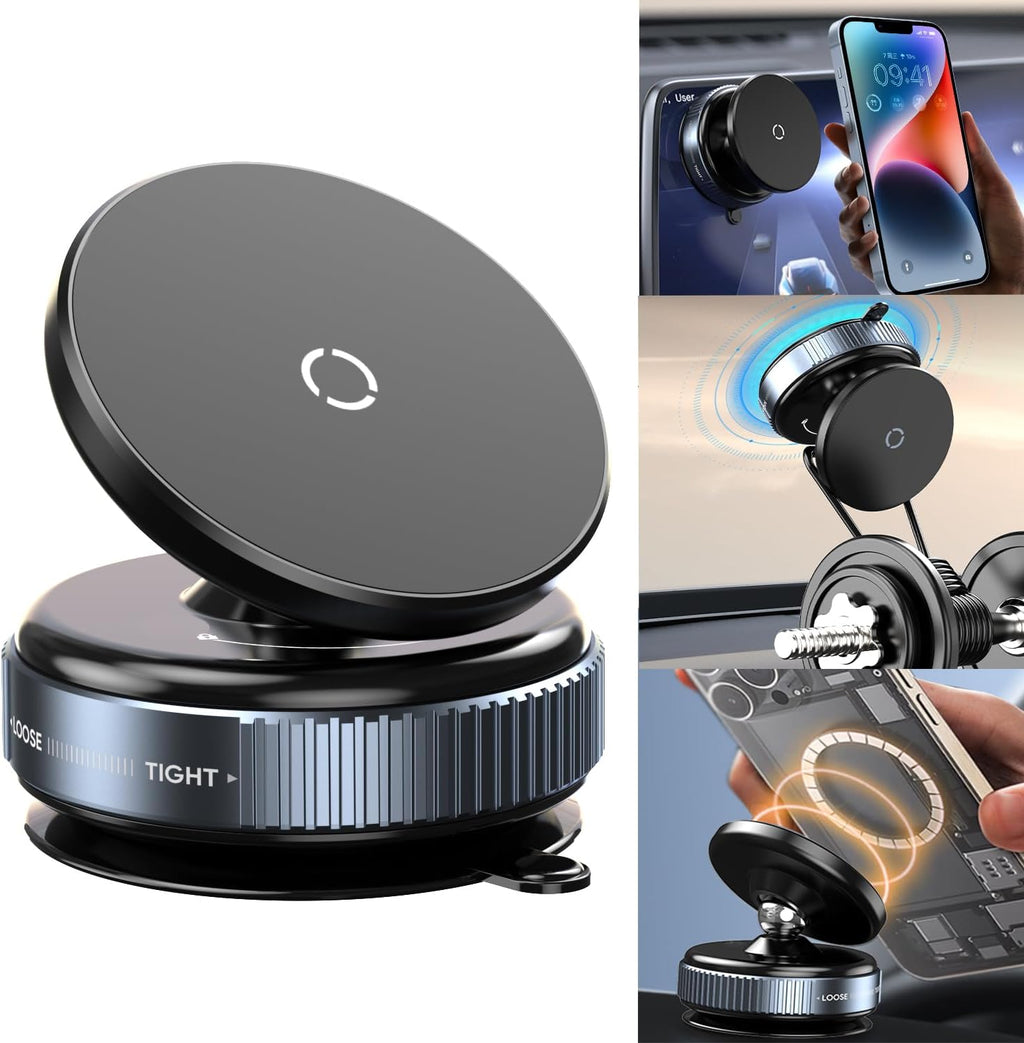 Magnetic Vaccum Car Phone Holder - 360° Rotation | Limited stocks available