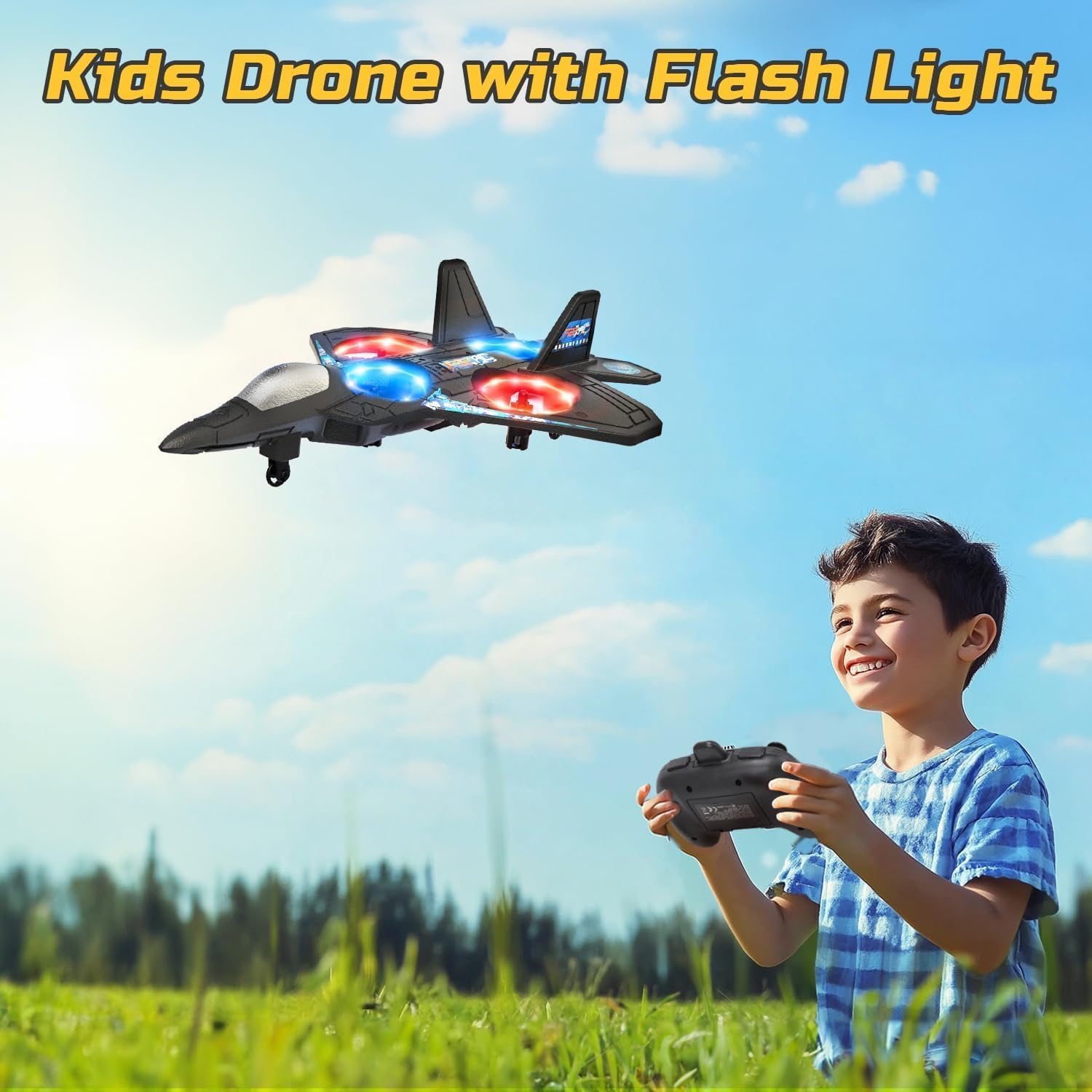 RC Jet Fighter Airplane 3D Flip Quadcopter Toy Gifts | Cool Lights Stunt Airplane Roll Hovering for Boys