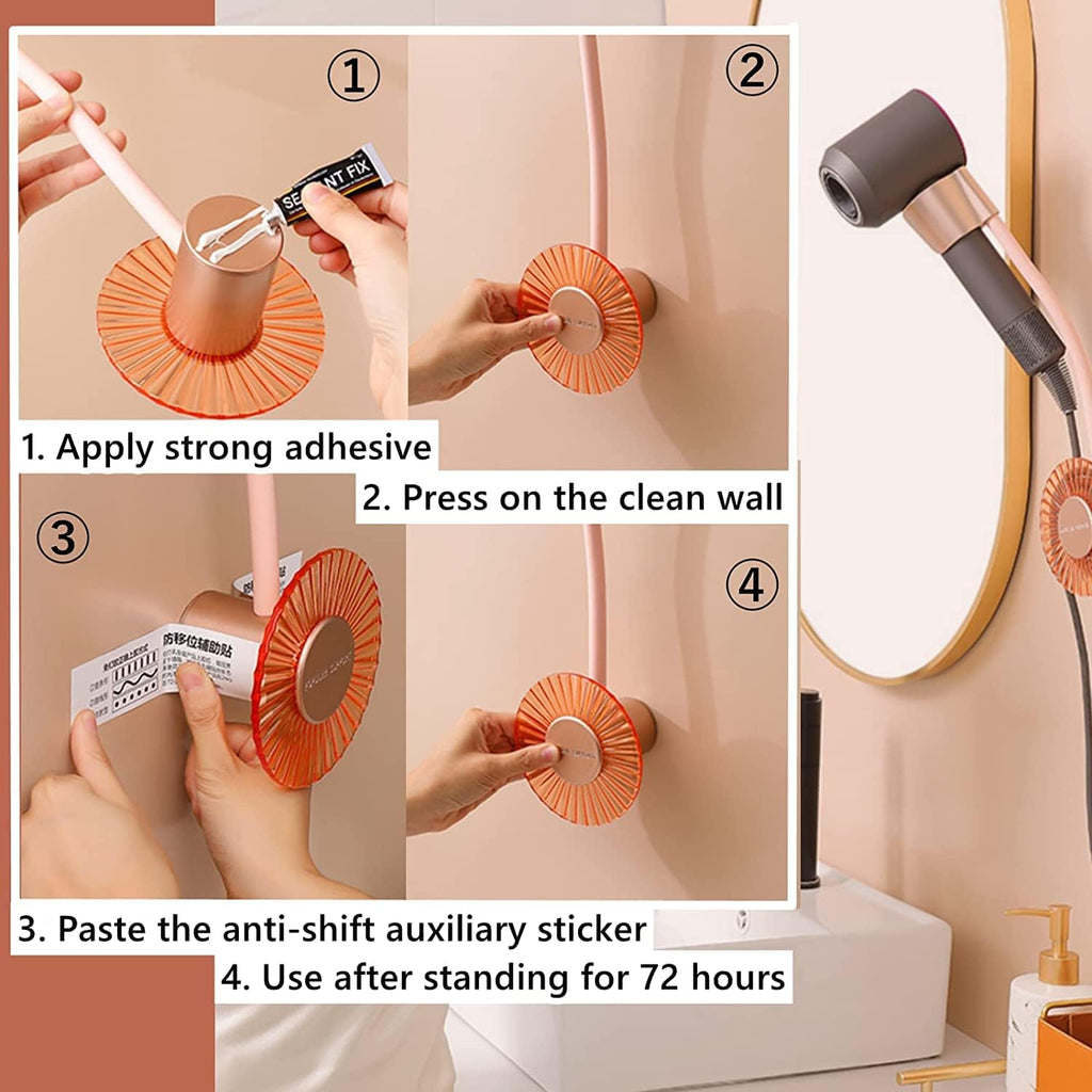 Rotating Adjustable Hands Free ABS Wall Mount Hair Dryer Holder