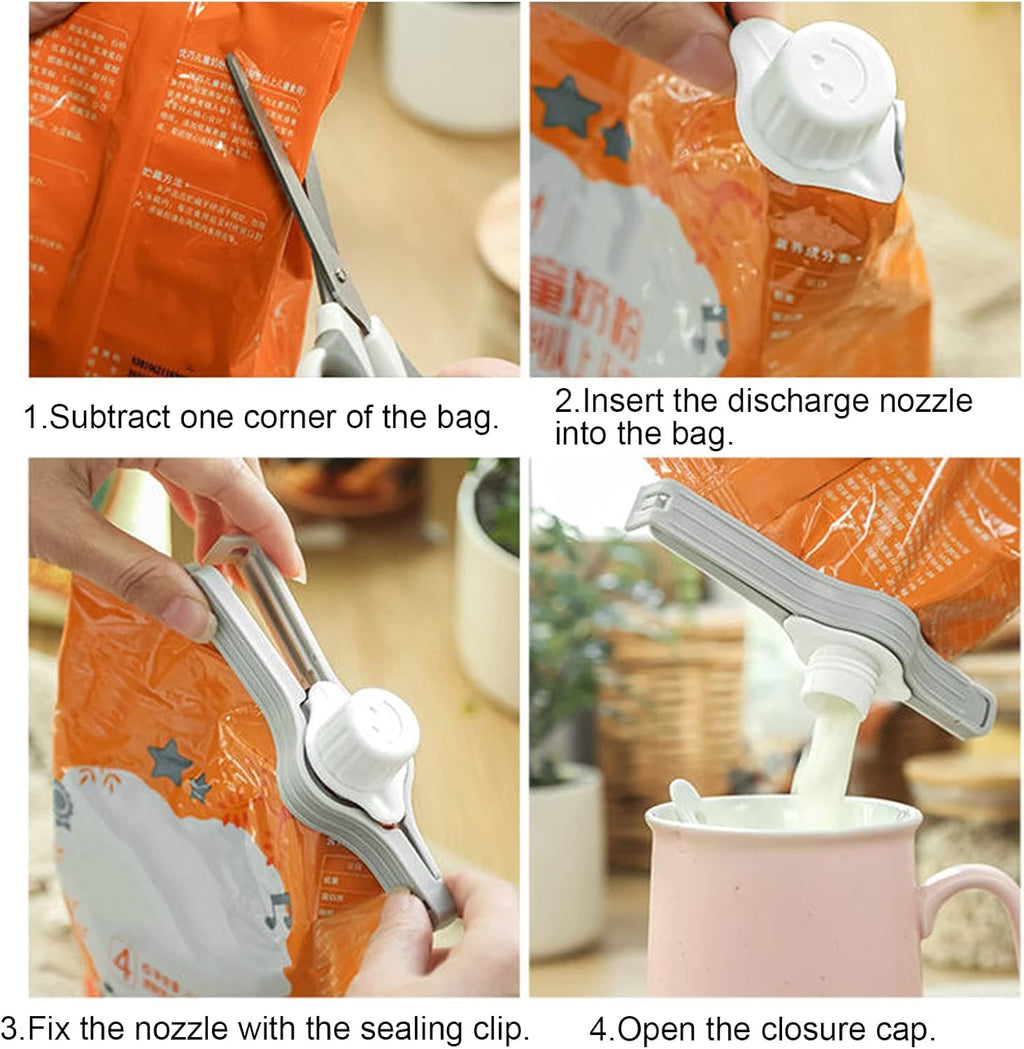 2 Pcs Pouring Clips Food Sealing Clip Chip Bag with Lid-KYAMSTORE