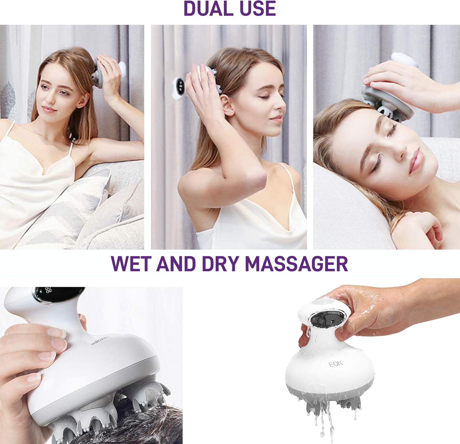 Rechargeable Scalp & Body Massager with Vibration Mode for Stimulating Hair Growth