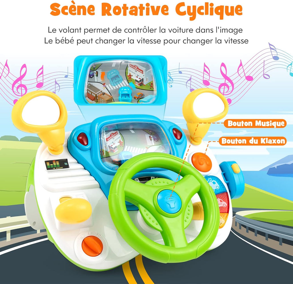 Simulation Car Drive with Steering Wheel Toys Baby Early Childhood Educational