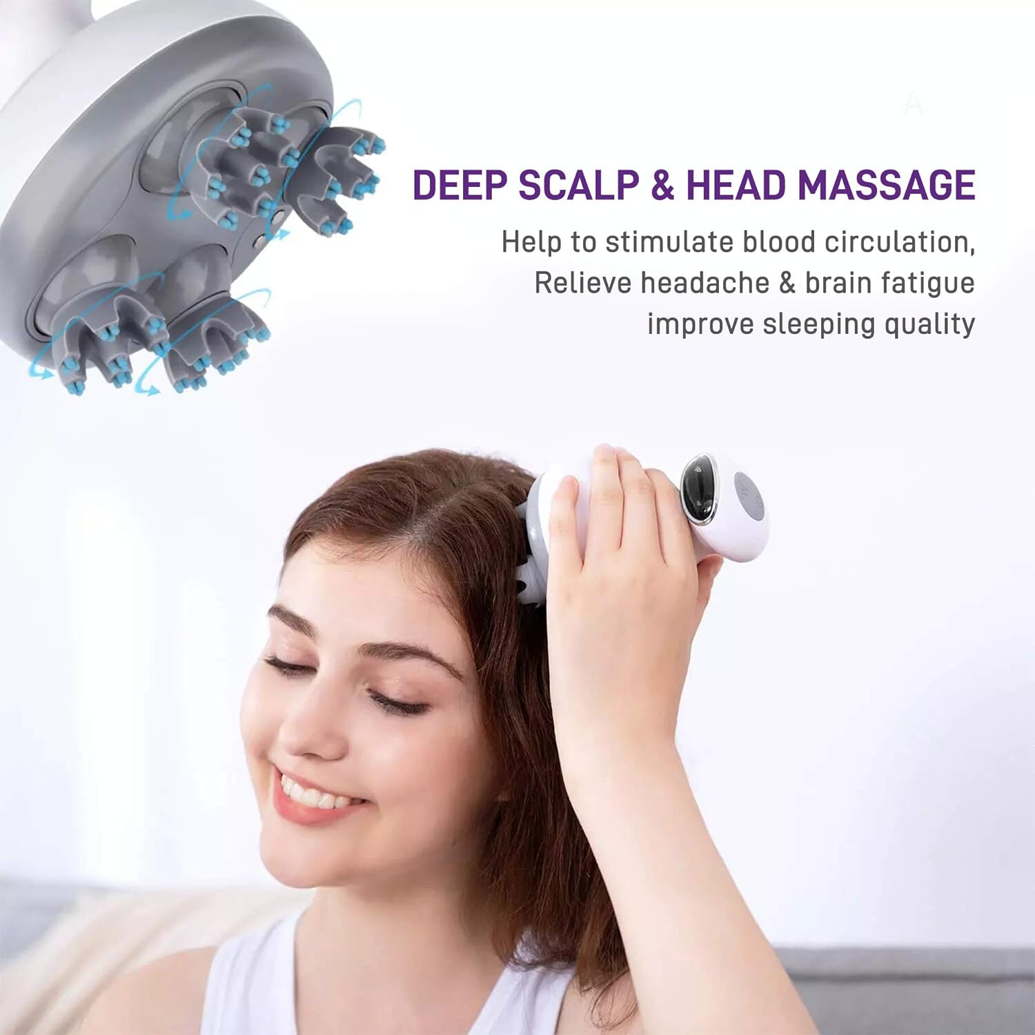Rechargeable Scalp & Body Massager with Vibration Mode for Stimulating Hair Growth
