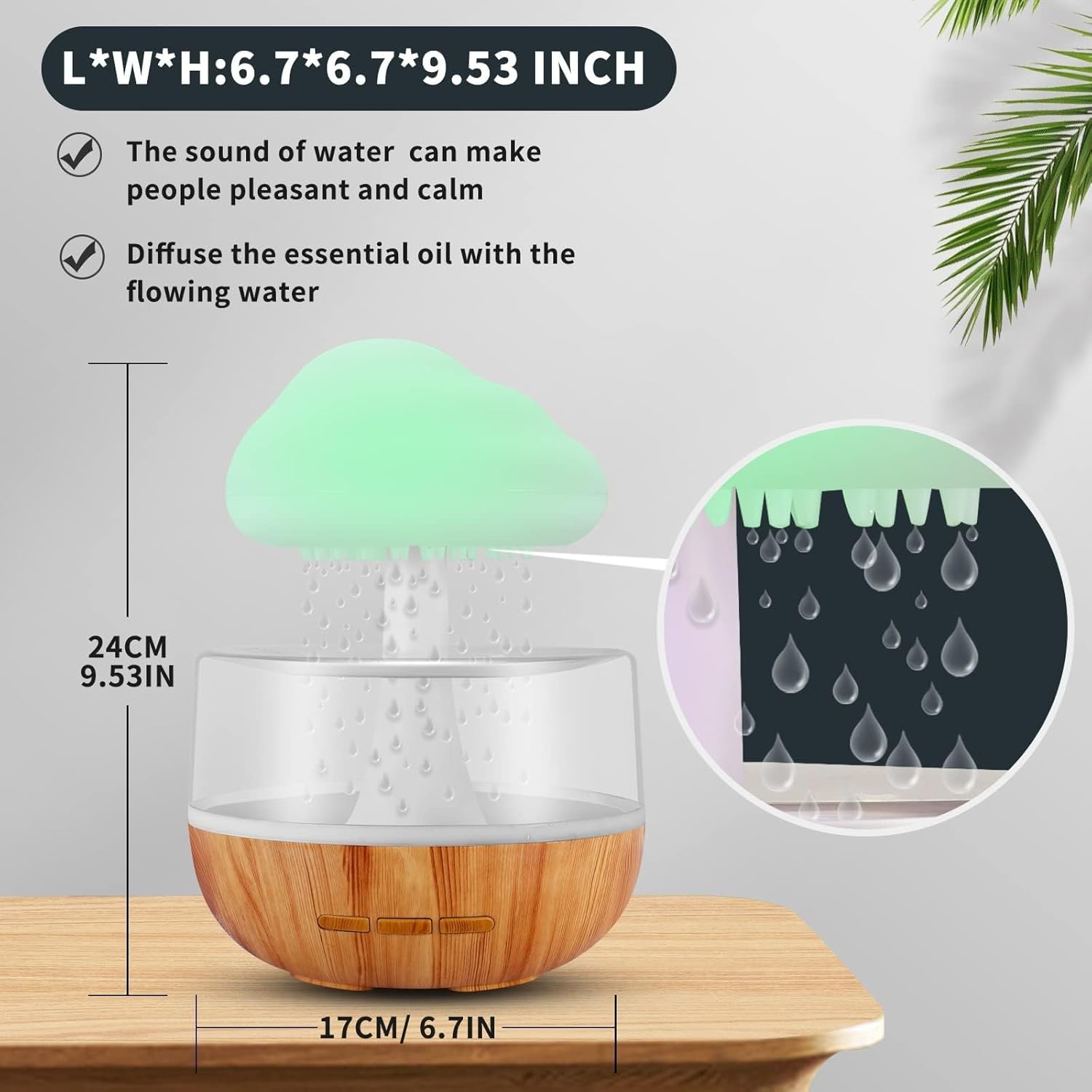 Rain Cloud Humidifier, Rain Cloud Night Light, Diffuser Humidifier with 7 Colors LED Lights