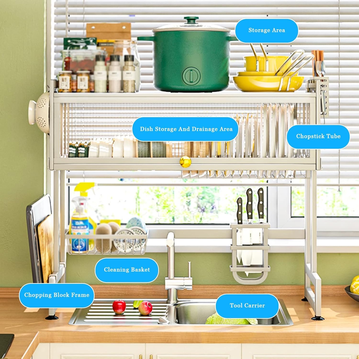 Over The Sink Dish Drying Stand Drainer