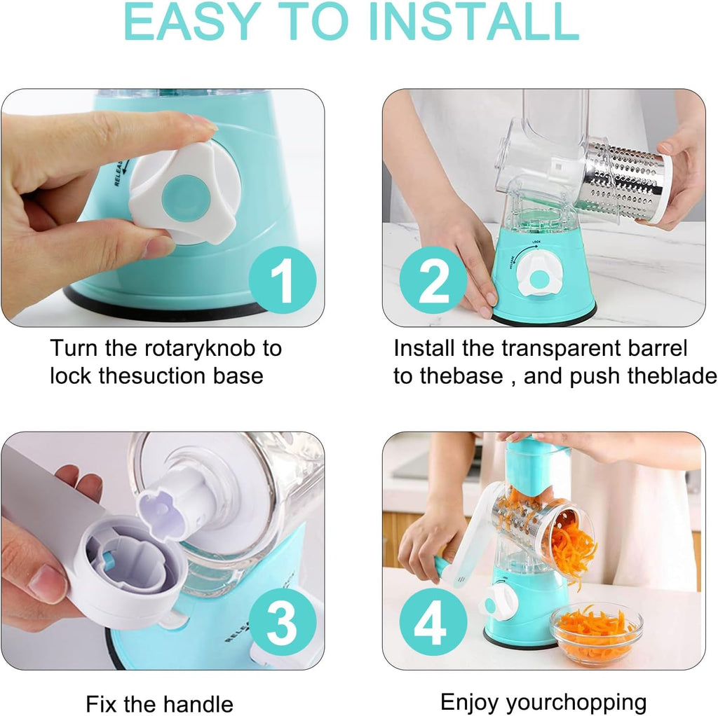 3 in 1 Round Drum Mandolin Manual Food Chopper