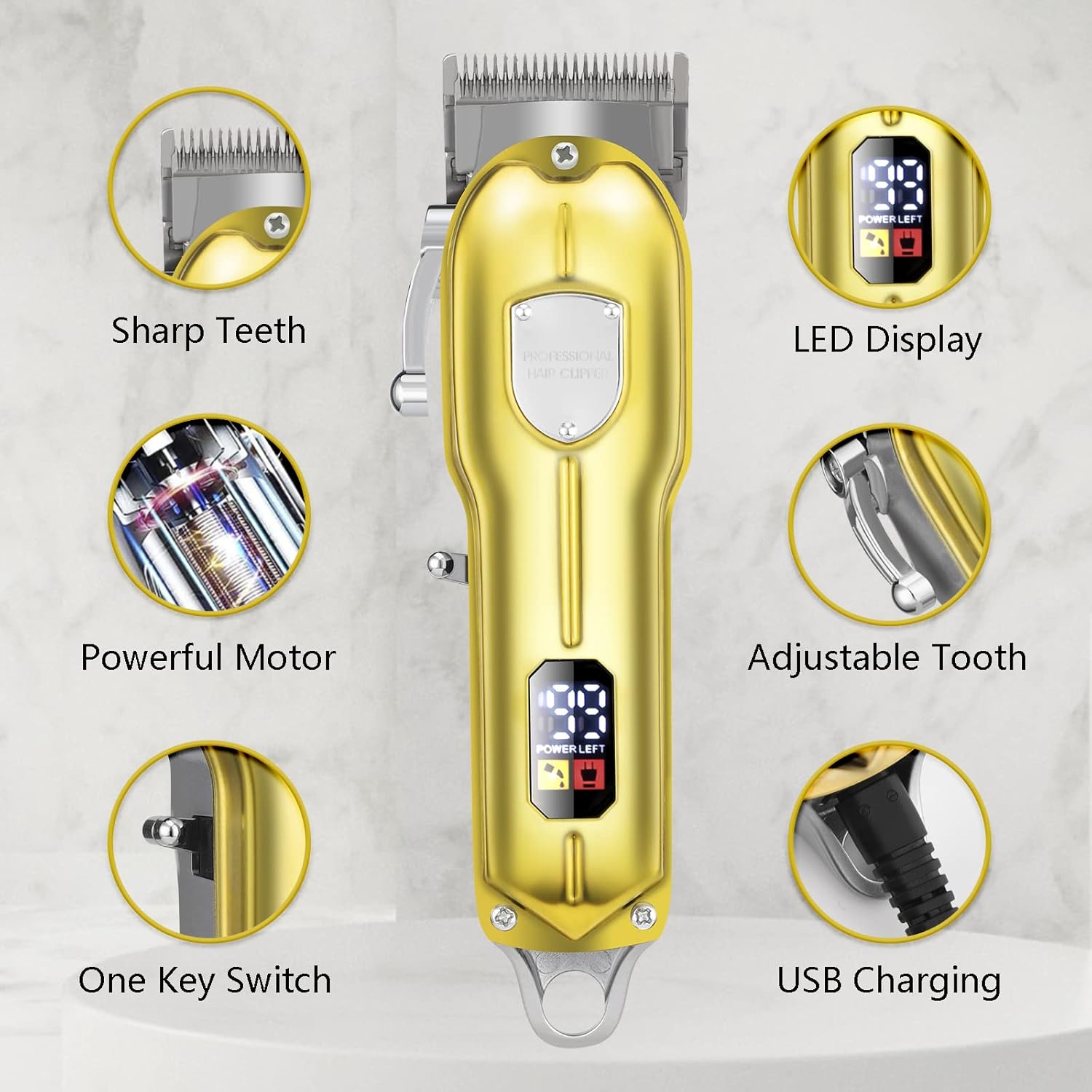 Professional Hair Clipper | Zero-Distance T-Blade | Adjustable Taper | LCD Display-KYAMSTORE
