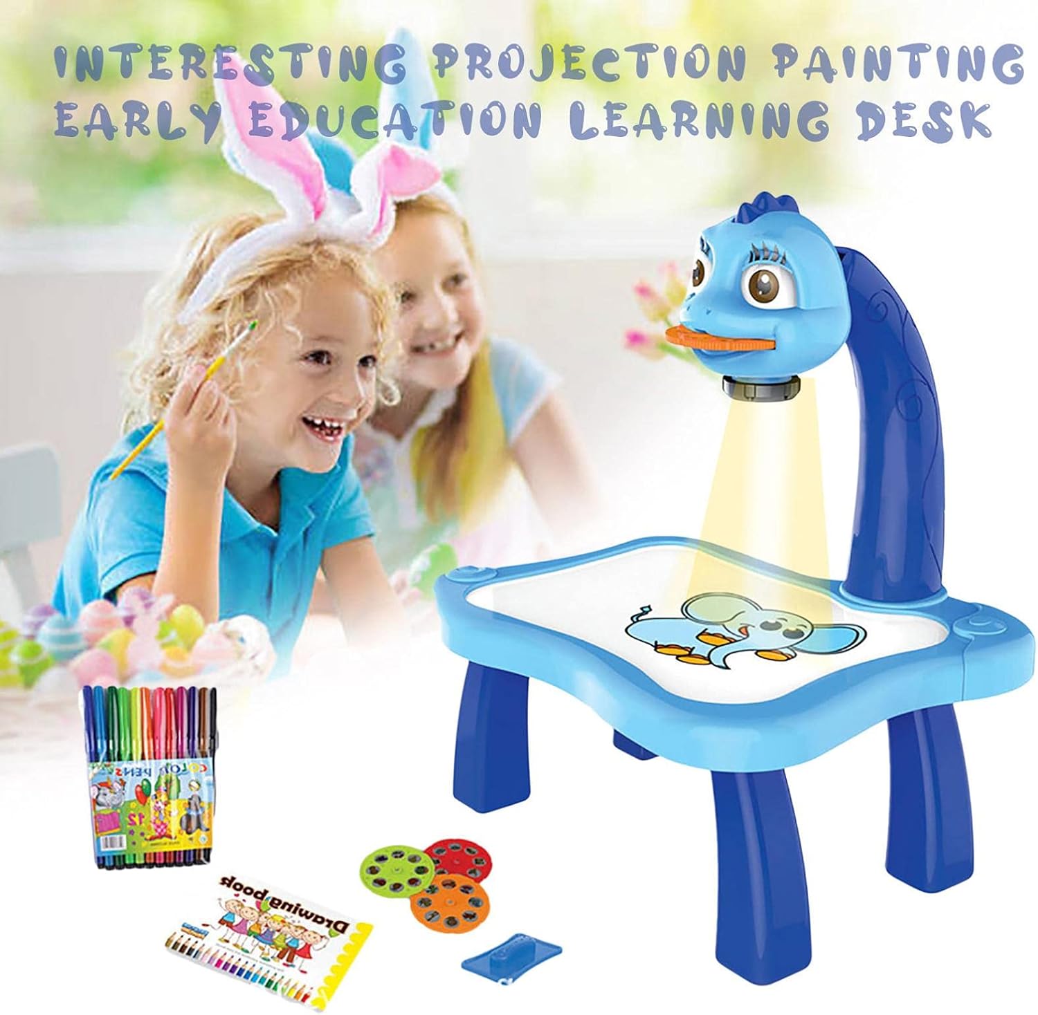 Projector Painting Toy with Light & Music | Child Smart Projector Desk