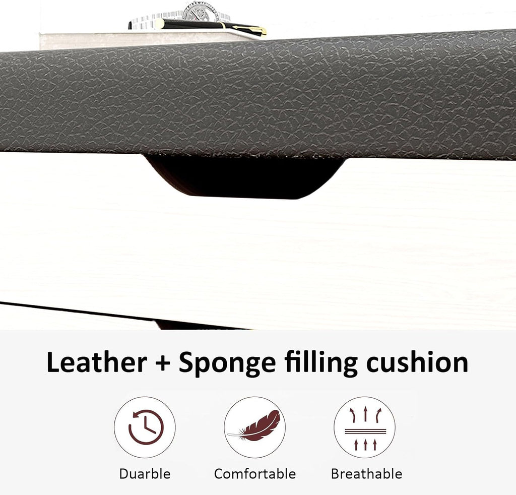 Shoe Rack Bench With Seat | Shoe Rack Shoe Cabinet with Leather Seat and Flip Drawer