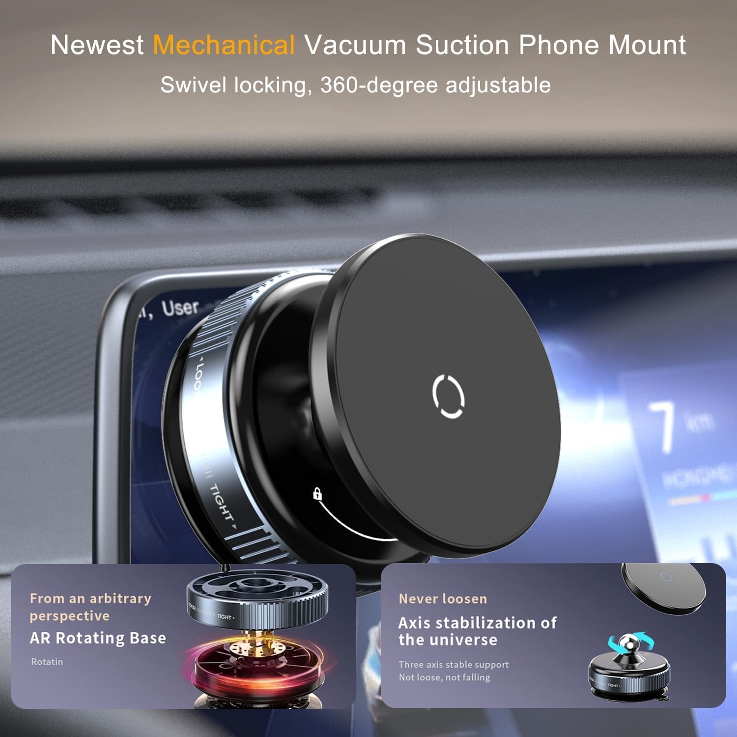 Magnetic Vaccum Car Phone Holder - 360° Rotation | Limited stocks available