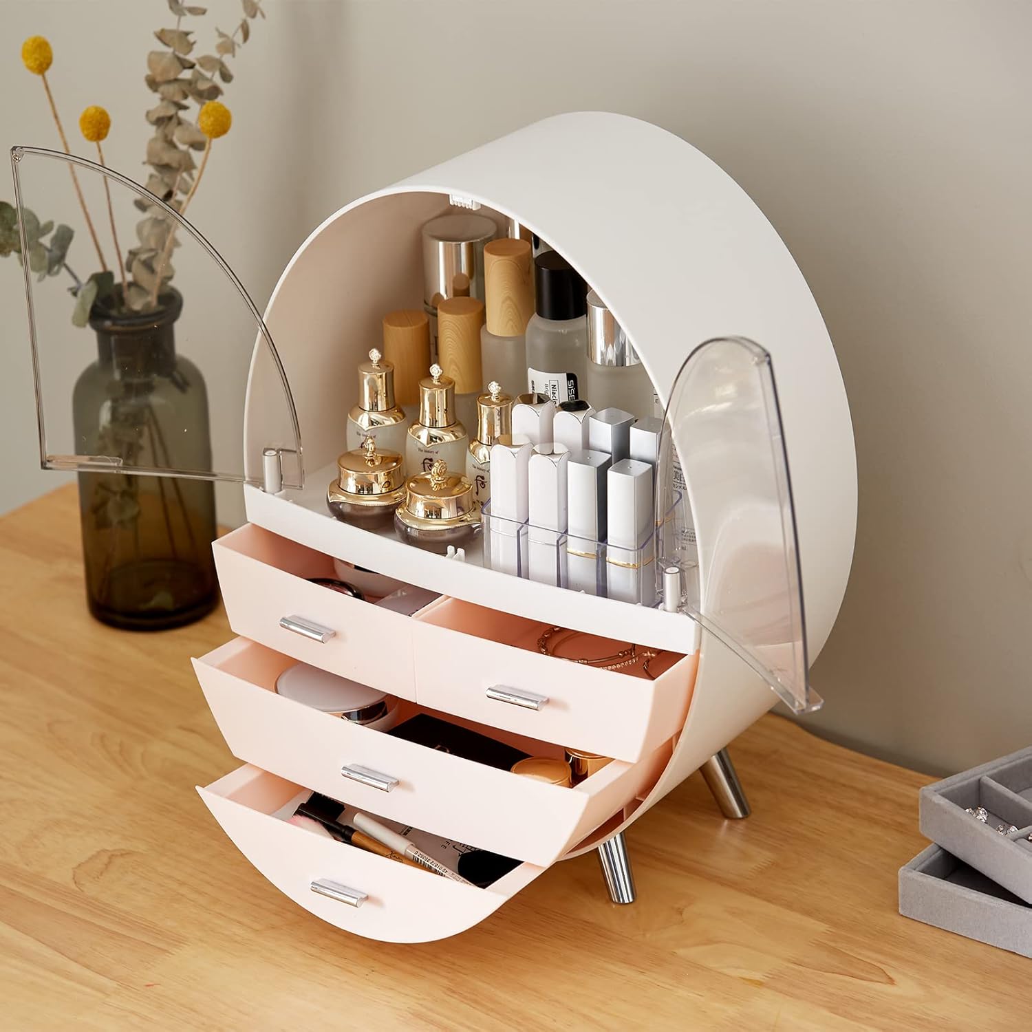 Makeup Storage Organizer Box, Cosmetics storage display rack with drawer