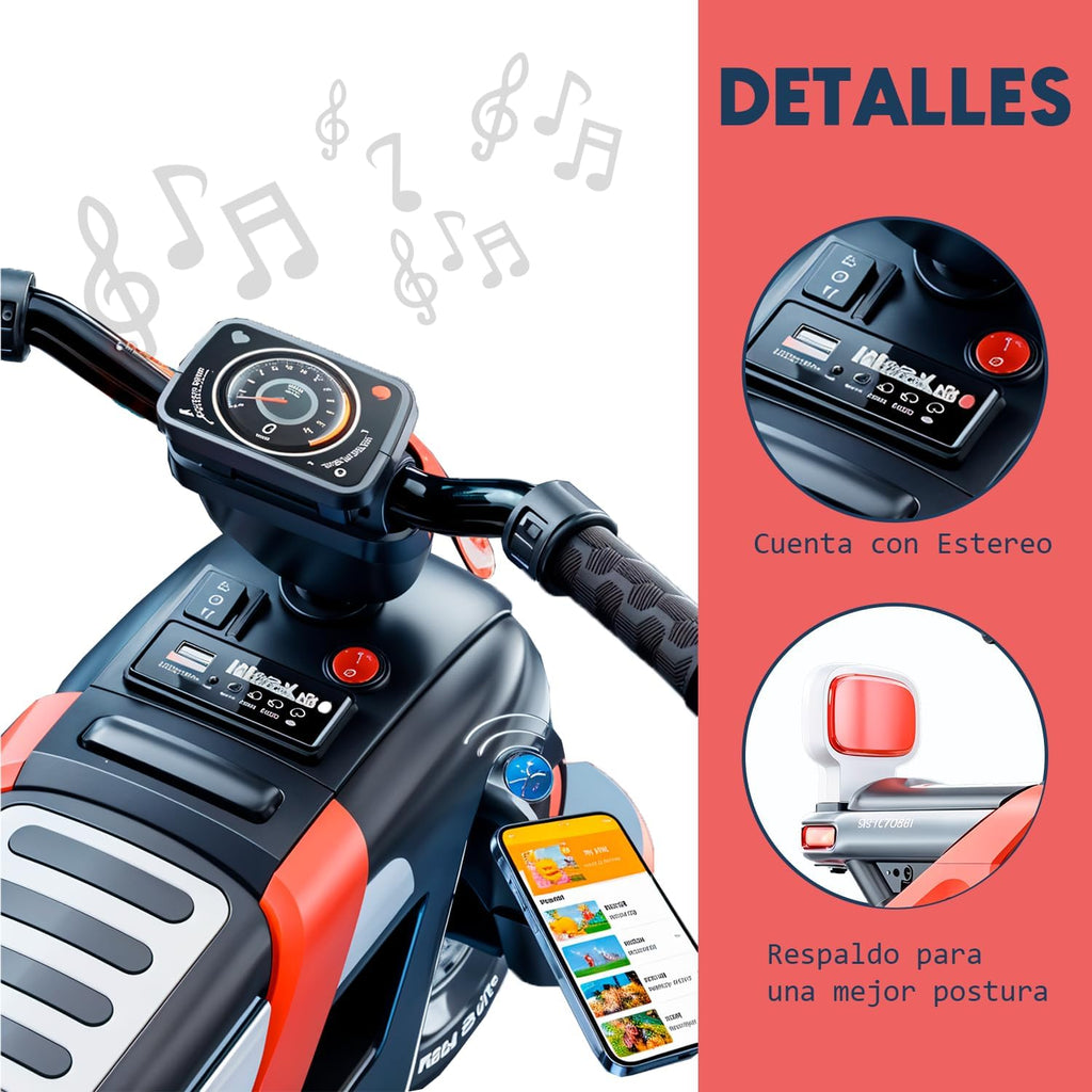 Electric Remote-Controlled Motorcycle/Dual Wheel Drive/Music/Lighting/Three Wheel Stable