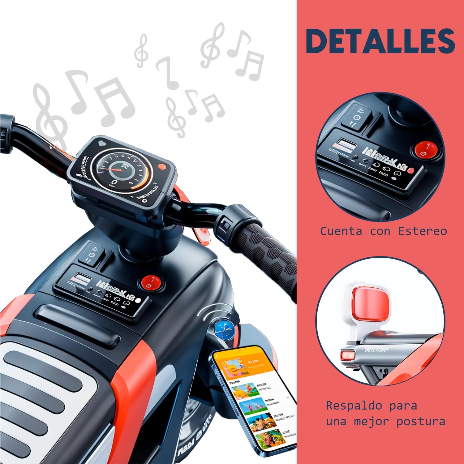 Electric Remote-Controlled Motorcycle/Dual Wheel Drive/Music/Lighting/Three Wheel Stable