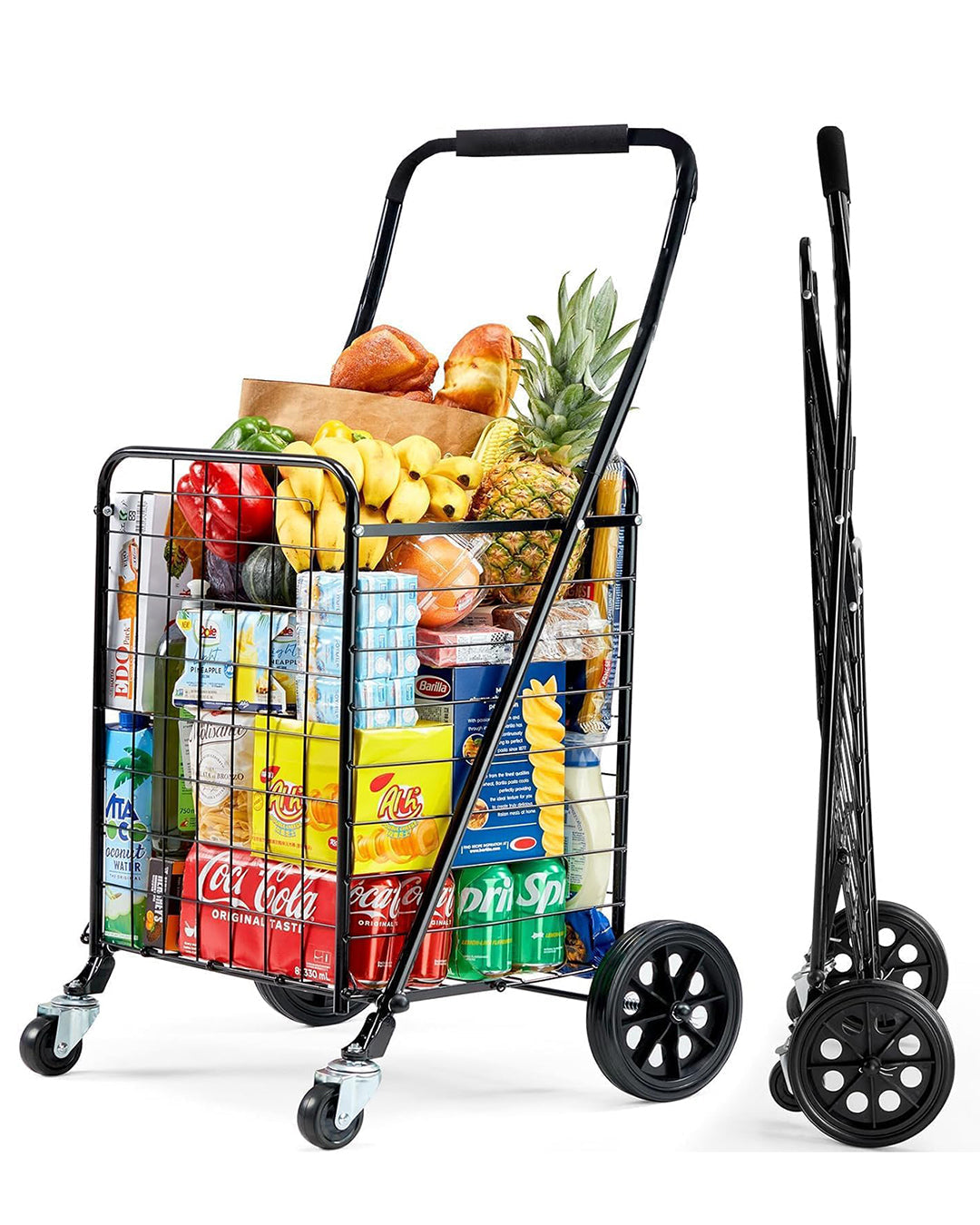 Heavy Duty Folding Shopping Cart with 360° Swivel Wheels-KYAMSTORE