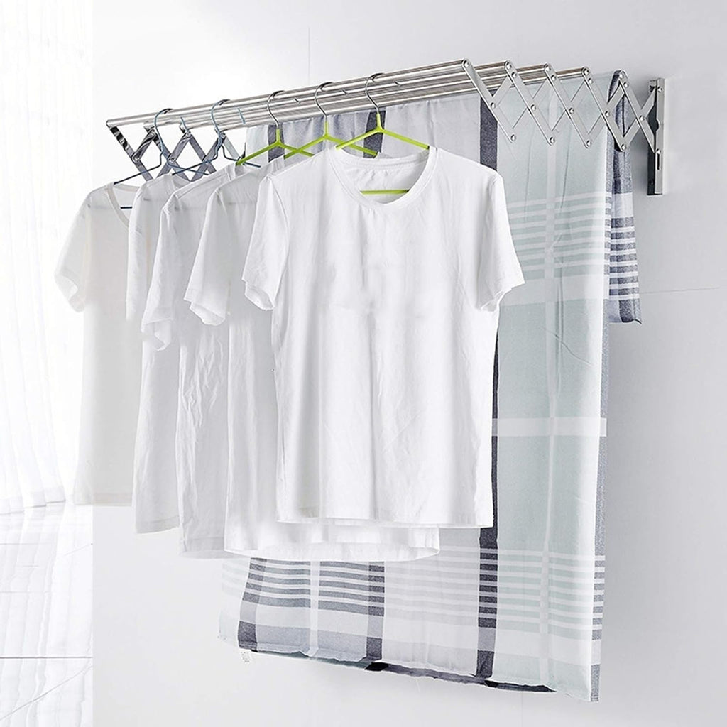 Clothes Airer Towel Rack Folding Retractable Wall Mounted