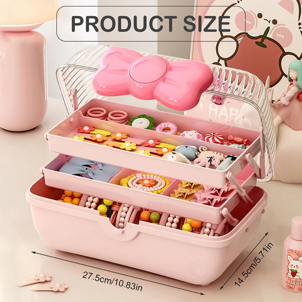 3-Layer Multipurpose Storage Box Cute Girls Hair Accessories Tackle Box (Box Only)