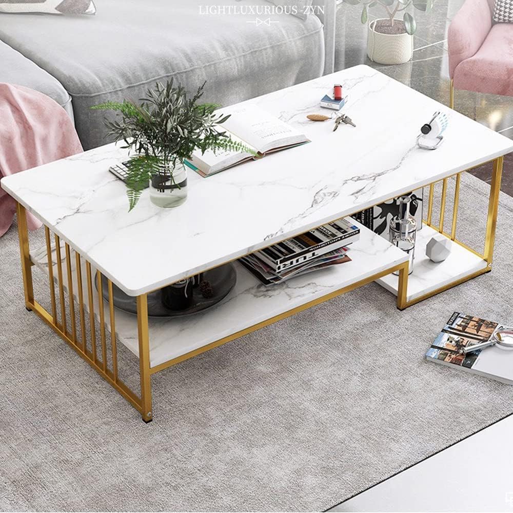 Coffee Table with Storage, Rectangular Sofa Tables Open Shelf for Living Room