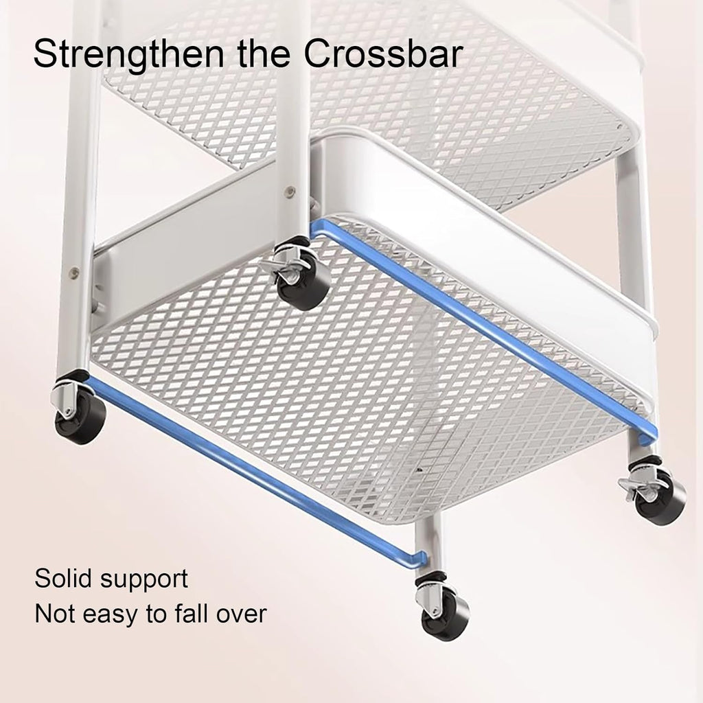 Kitchen Wagon, With Wheels, 3 Tiers, Foldable, Steel Rack