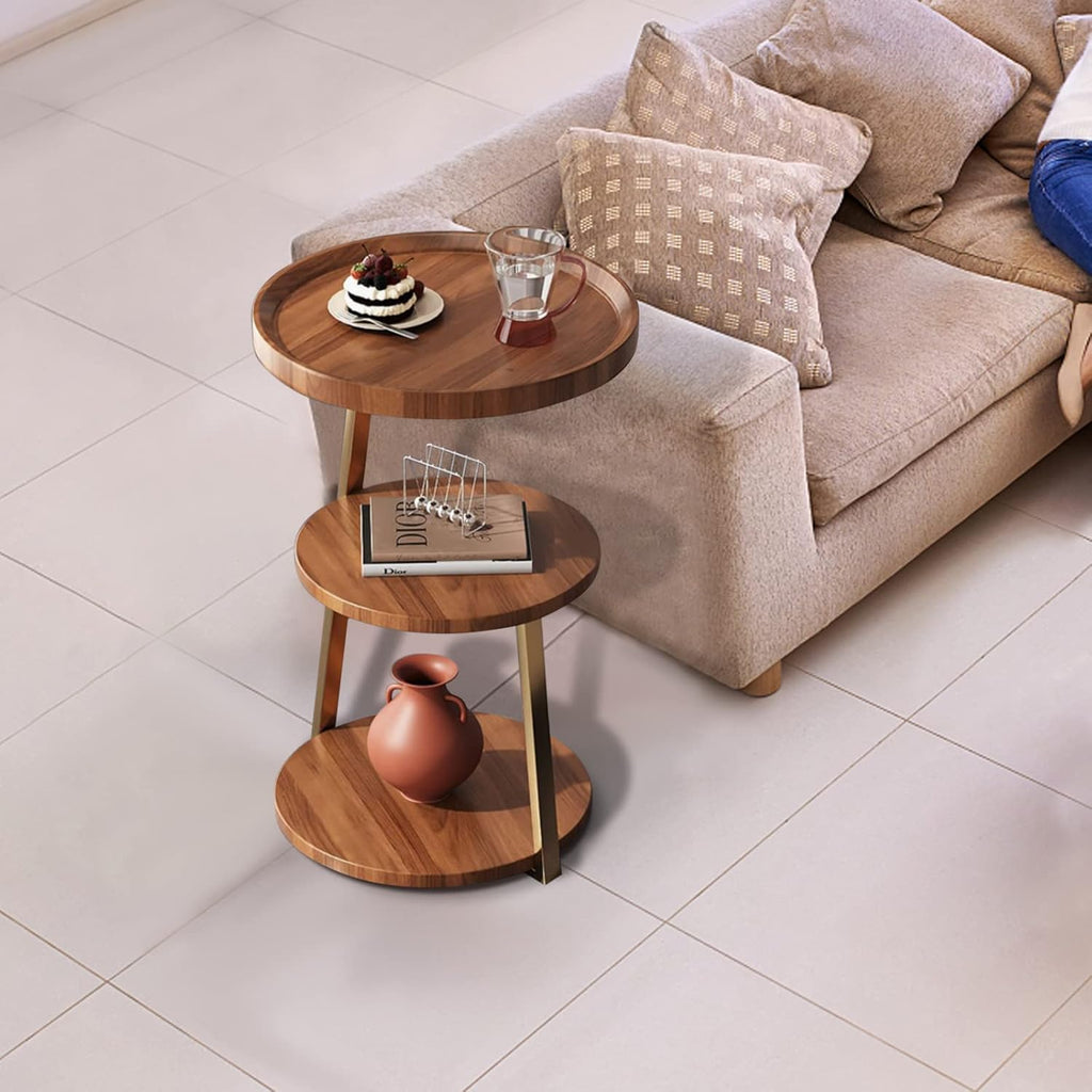3-Tier Wooden Round Modern Side Table | Limited stocks available