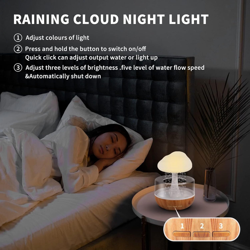 Rain Cloud Humidifier, Rain Cloud Night Light, Diffuser Humidifier with 7 Colors LED Lights