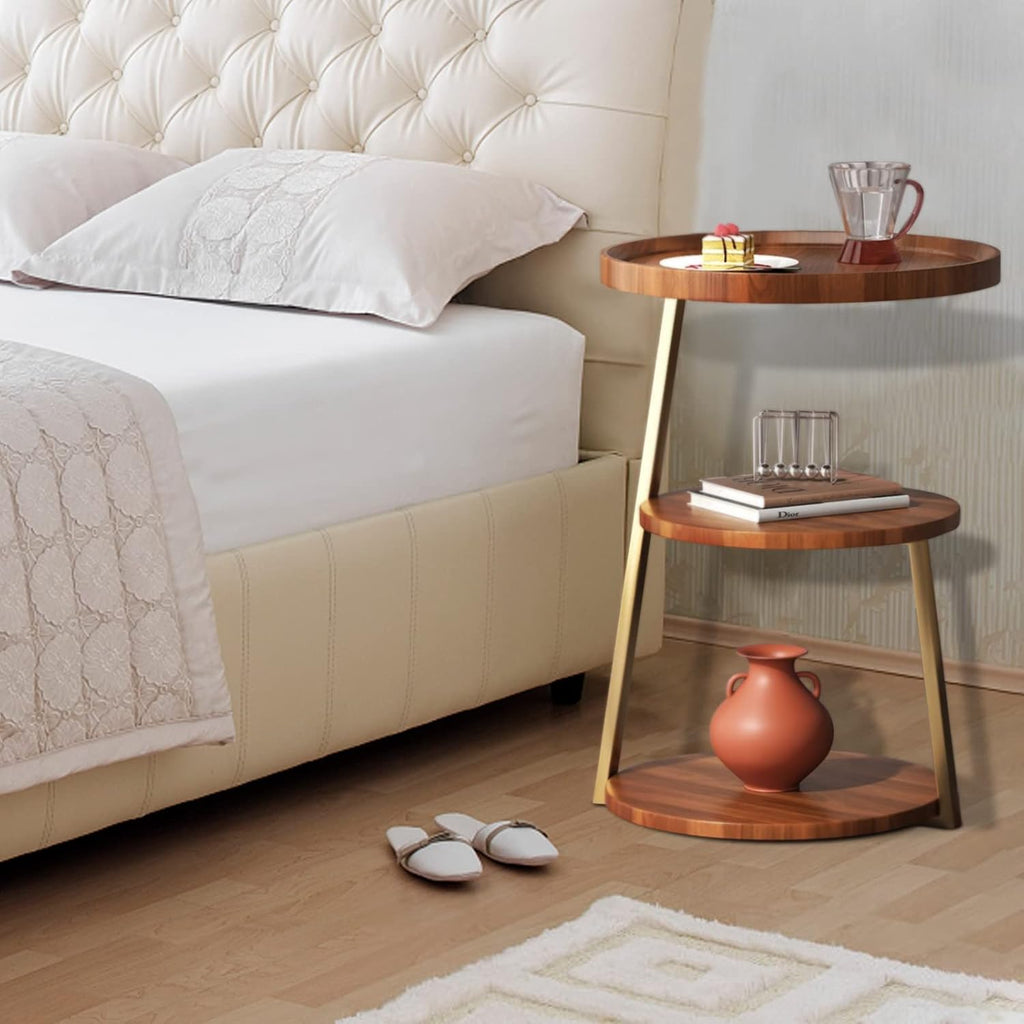 3-Tier Wooden Round Modern Side Table | Limited stocks available