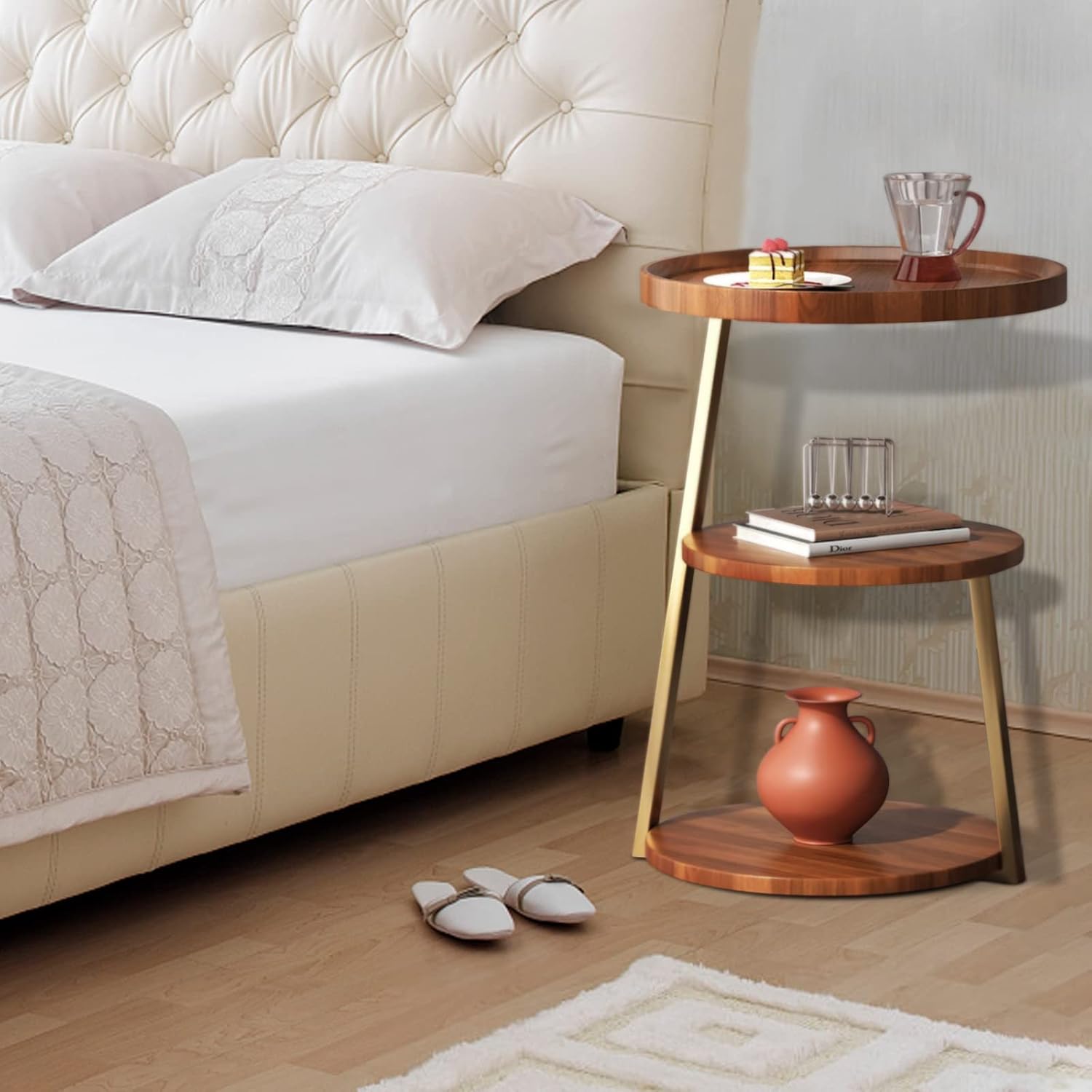 3-Tier Wooden Round Modern Side Table | Limited stocks available