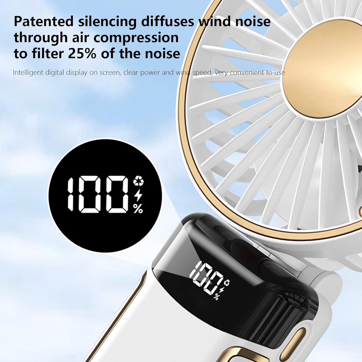 Portable Fan Handheld Fan, 6000mAh 180° Foldable Multi-function Fan, 5 Speeds