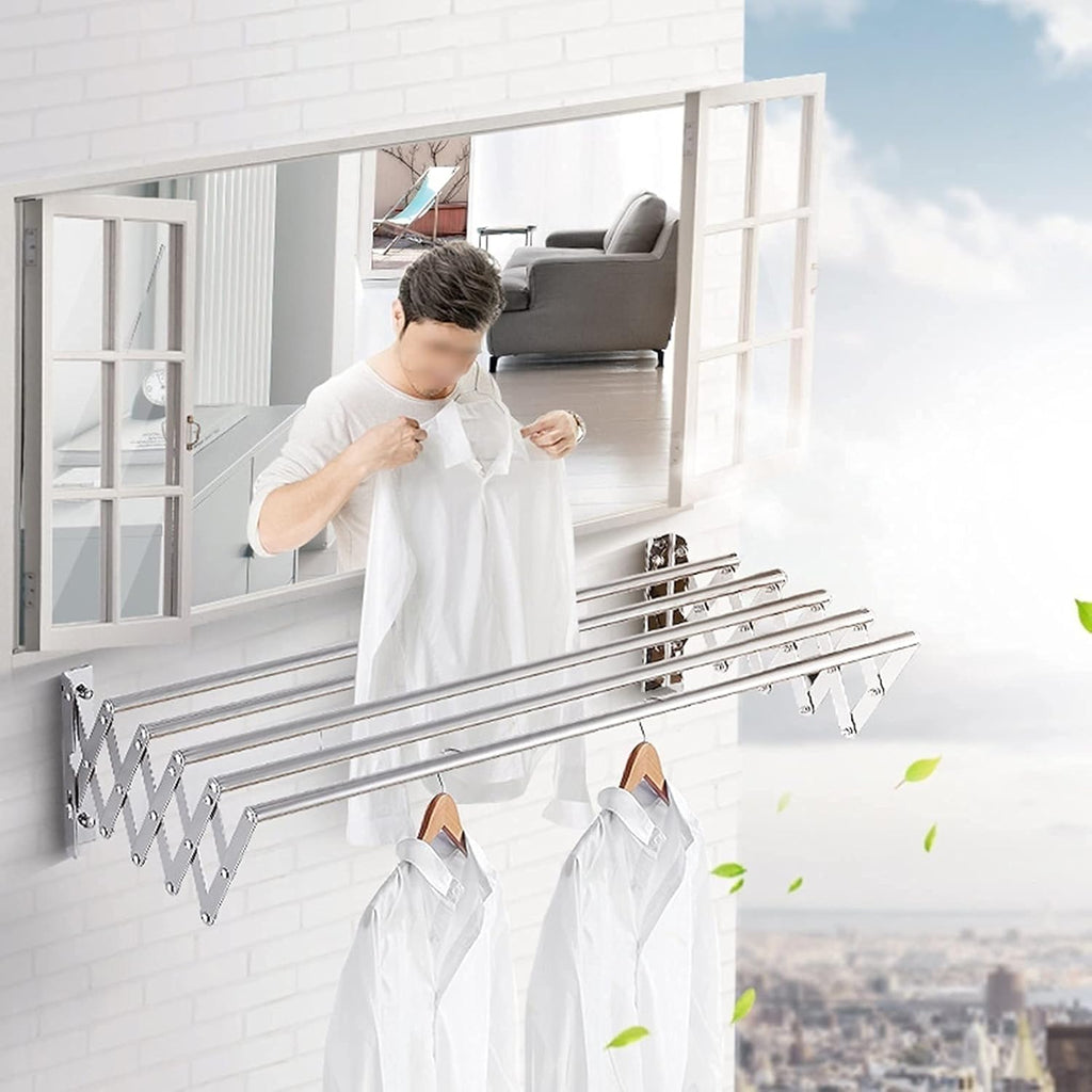 Clothes Airer Towel Rack Folding Retractable Wall Mounted