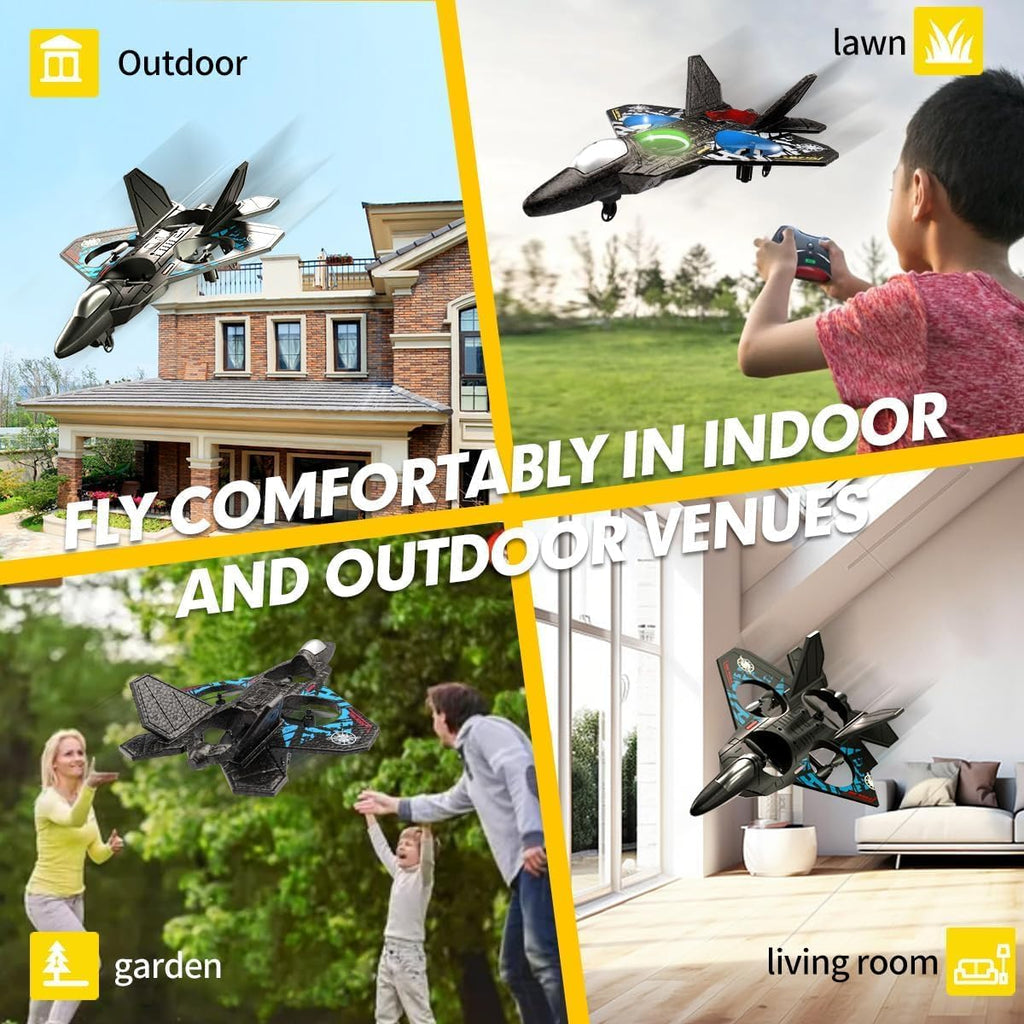 RC Jet Fighter Airplane 3D Flip Quadcopter Toy Gifts | Cool Lights Stunt Airplane Roll Hovering for Boys