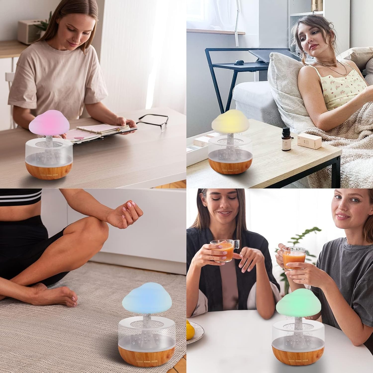 Rain Cloud Humidifier, Rain Cloud Night Light, Diffuser Humidifier with 7 Colors LED Lights