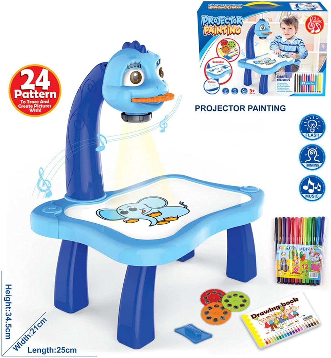 Projector Painting Toy with Light & Music | Child Smart Projector Desk