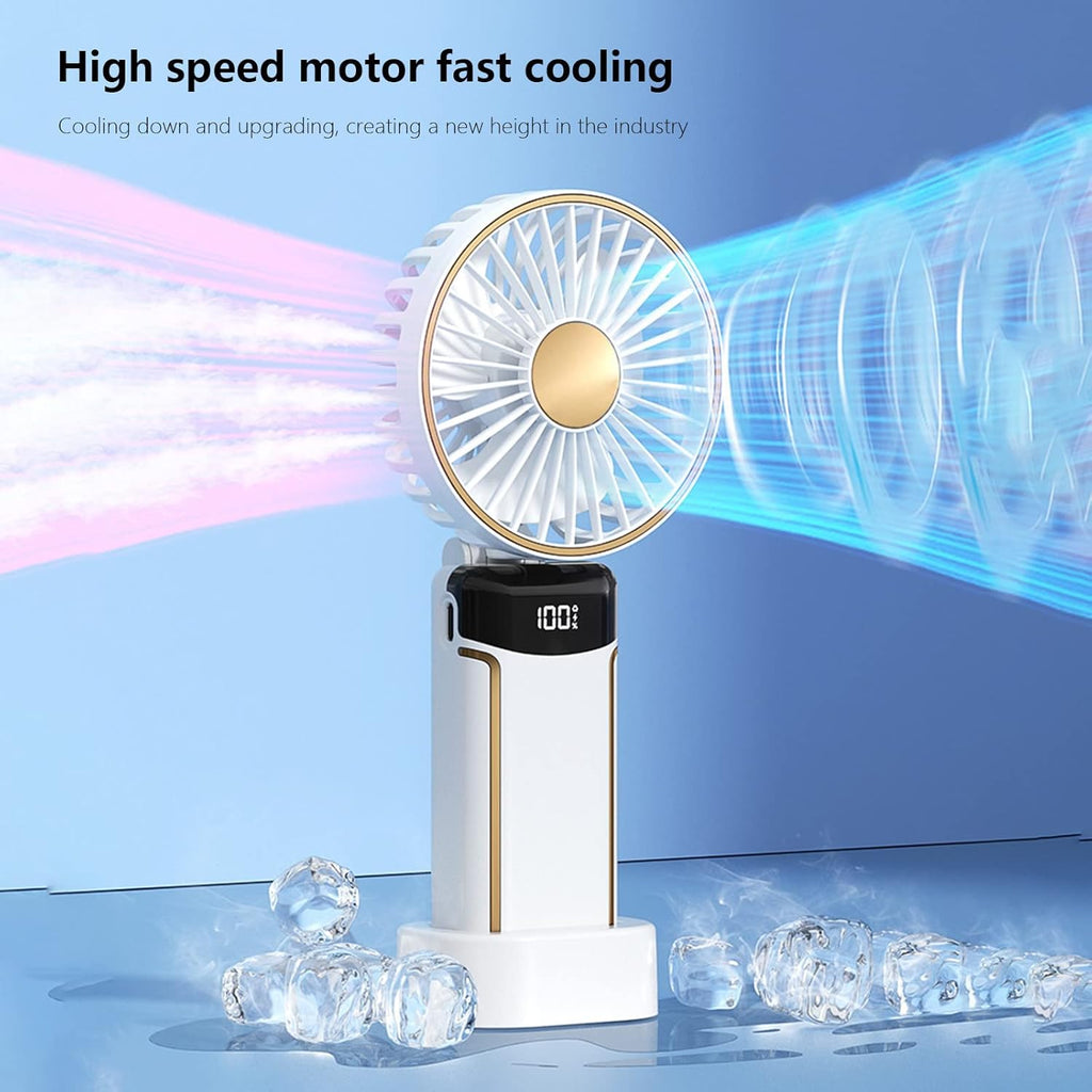Portable Fan Handheld Fan, 6000mAh 180° Foldable Multi-function Fan, 5 Speeds