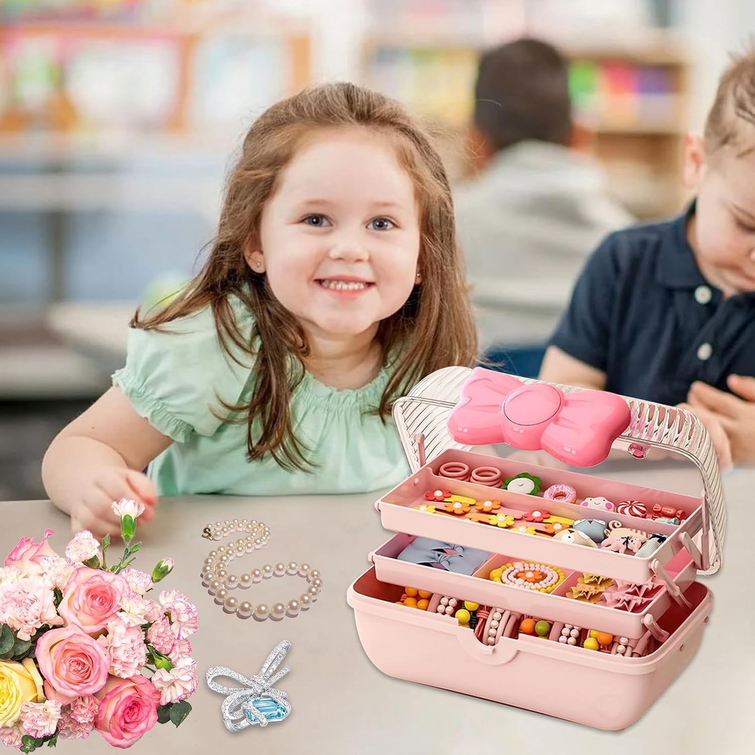 3-Layer Multipurpose Storage Box Cute Girls Hair Accessories Tackle Box (Box Only)